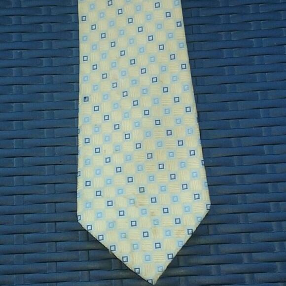 Burma Bibas 100% Silk Tie Golden Yellow Blue - Picture 6 of 6
